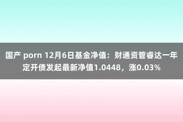 国产 porn 12月6日基金净值：财通资管睿达一年定开债发起最新净值1.0448，涨0.03%