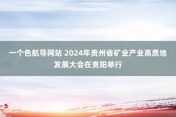 一个色航导网站 2024年贵州省矿业产业高质地发展大会在贵阳举行