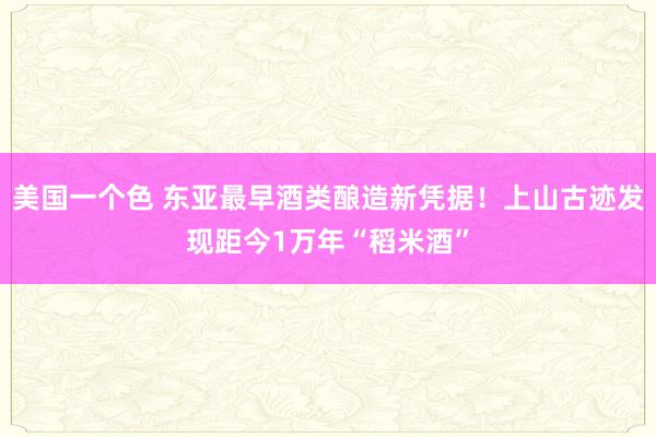 美国一个色 东亚最早酒类酿造新凭据！上山古迹发现距今1万年“稻米酒”
