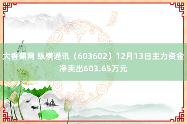 大香蕉网 纵横通讯（603602）12月13日主力资金净卖出603.65万元