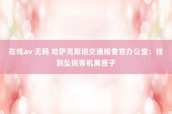 在线av 无码 哈萨克斯坦交通稽查官办公室：找到坠毁客机黑匣子