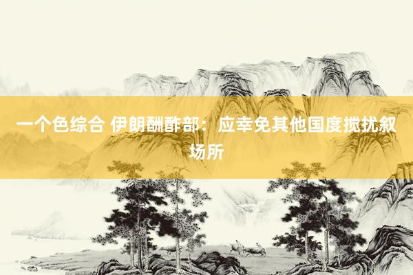 一个色综合 伊朗酬酢部：应幸免其他国度搅扰叙场所