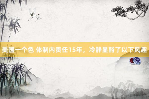 美国一个色 体制内责任15年,冷静显豁了以下风趣