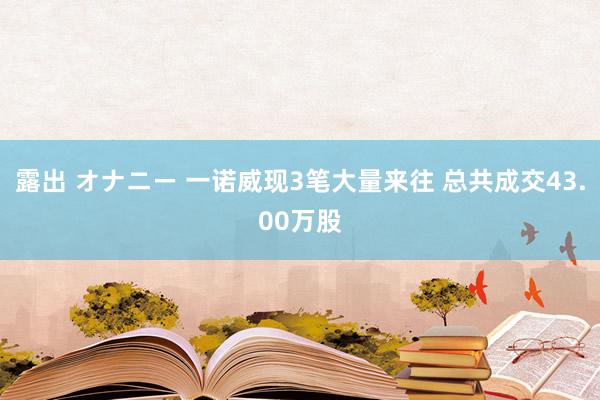 露出 オナニー 一诺威现3笔大量来往 总共成交43.00万股