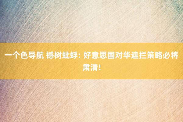 一个色导航 撼树蚍蜉: 好意思国对华遮拦策略必将肃清!