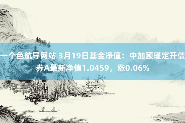 一个色航导网站 3月19日基金净值：中加颐瑾定开债券A最新净值1.0459，涨0.06%