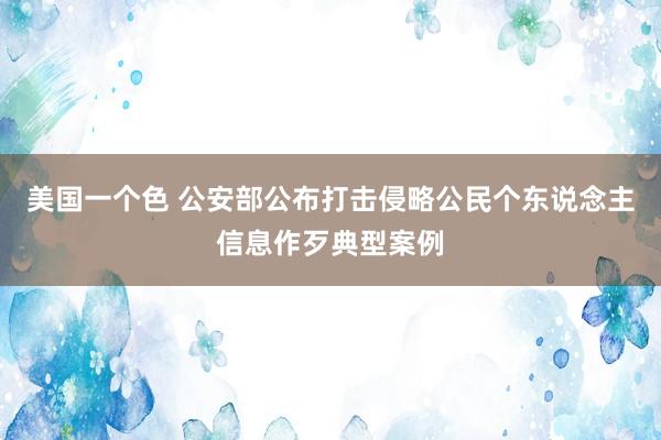 美国一个色 公安部公布打击侵略公民个东说念主信息作歹典型案例