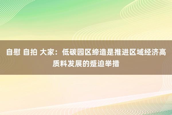 自慰 自拍 大家：低碳园区缔造是推进区域经济高质料发展的蹙迫举措