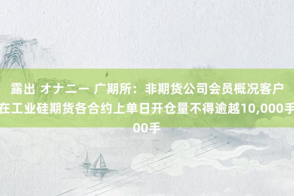 露出 オナニー 广期所：非期货公司会员概况客户在工业硅期货各合约上单日开仓量不得逾越10，000手