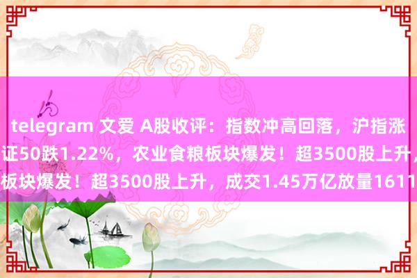 telegram 文爱 A股收评：指数冲高回落，沪指涨0.06%创指跌0.22%北证50跌1.22%，农业食粮板块爆发！超3500股上升，成交1.45万亿放量1611亿