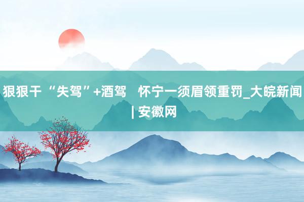 狠狠干 “失驾”+酒驾   怀宁一须眉领重罚_大皖新闻 | 安徽网