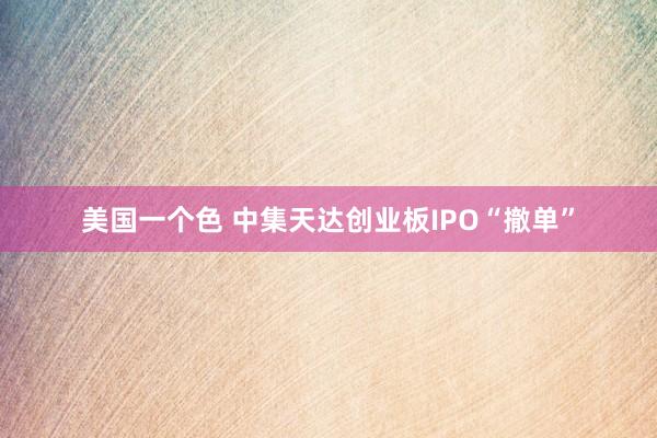 美国一个色 中集天达创业板IPO“撤单”
