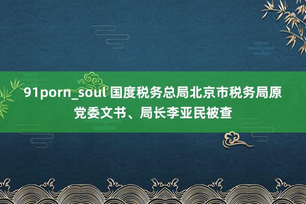 91porn_soul 国度税务总局北京市税务局原党委文书、局长李亚民被查