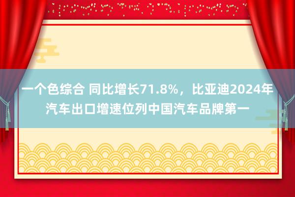 一个色综合 同比增长71.8%，比亚迪2024年汽车出口增速位列中国汽车品牌第一