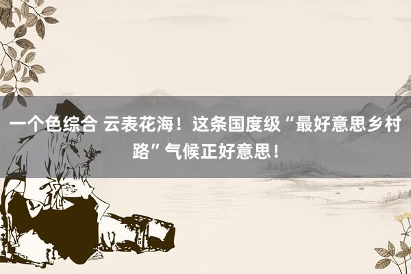 一个色综合 云表花海！这条国度级“最好意思乡村路”气候正好意思！