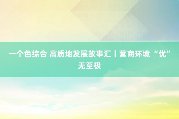 一个色综合 高质地发展故事汇丨营商环境 “优”无至极