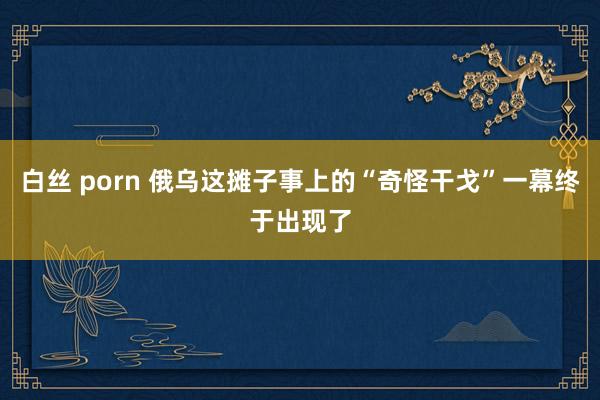 白丝 porn 俄乌这摊子事上的“奇怪干戈”一幕终于出现了