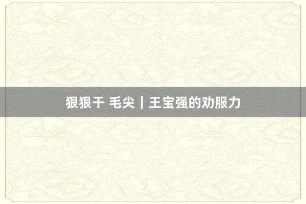 狠狠干 毛尖｜王宝强的劝服力