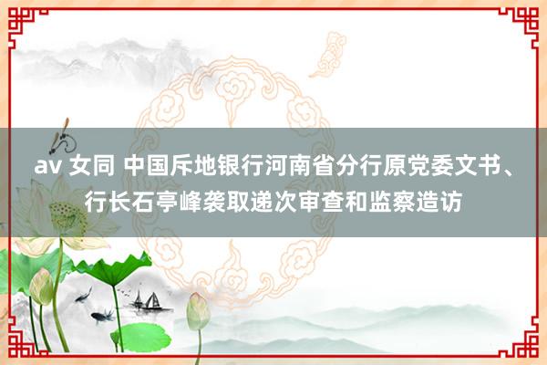 av 女同 中国斥地银行河南省分行原党委文书、行长石亭峰袭取递次审查和监察造访