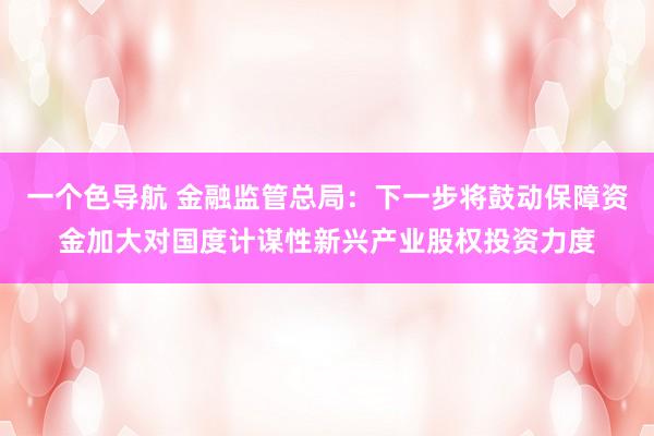 一个色导航 金融监管总局：下一步将鼓动保障资金加大对国度计谋性新兴产业股权投资力度