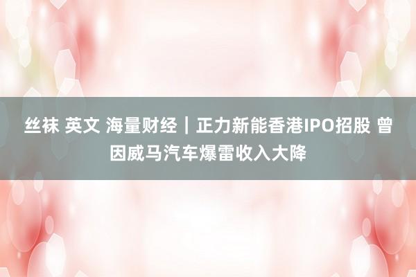 丝袜 英文 海量财经｜正力新能香港IPO招股 曾因威马汽车爆雷收入大降