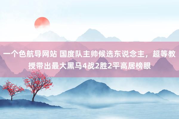 一个色航导网站 国度队主帅候选东说念主，超等教授带出最大黑马4战2胜2平高居榜眼