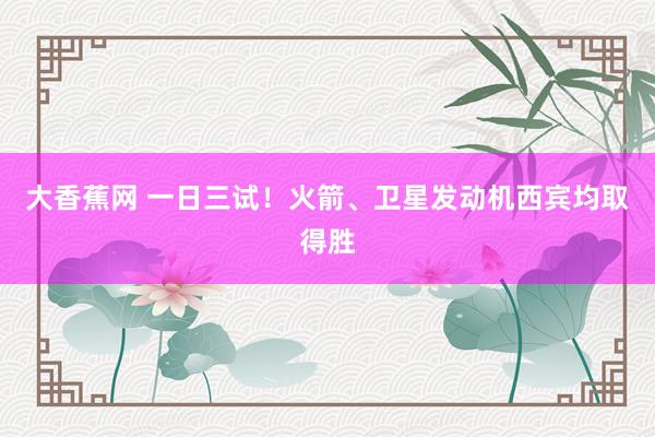 大香蕉网 一日三试！火箭、卫星发动机西宾均取得胜