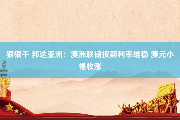 狠狠干 邦达亚洲：澳洲联储按期利率维稳 澳元小幅收涨