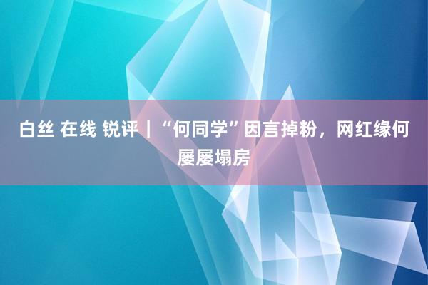 白丝 在线 锐评｜“何同学”因言掉粉，网红缘何屡屡塌房