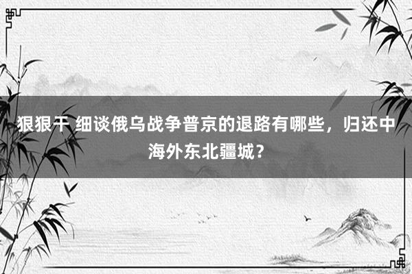狠狠干 细谈俄乌战争普京的退路有哪些，归还中海外东北疆城？