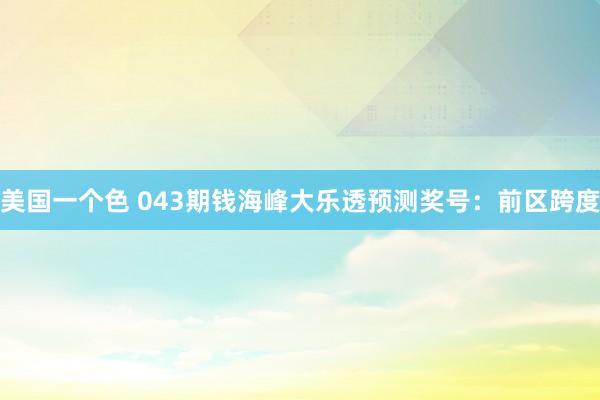 美国一个色 043期钱海峰大乐透预测奖号：前区跨度