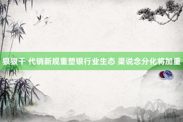 狠狠干 代销新规重塑银行业生态 渠说念分化将加重